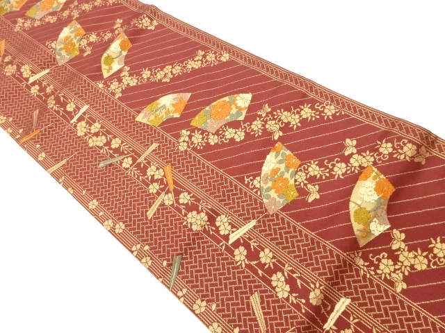 JAPANESE KIMONO / VINTAGE HIRAKI NAGOYA OBI / FLOWERS & SAKURA